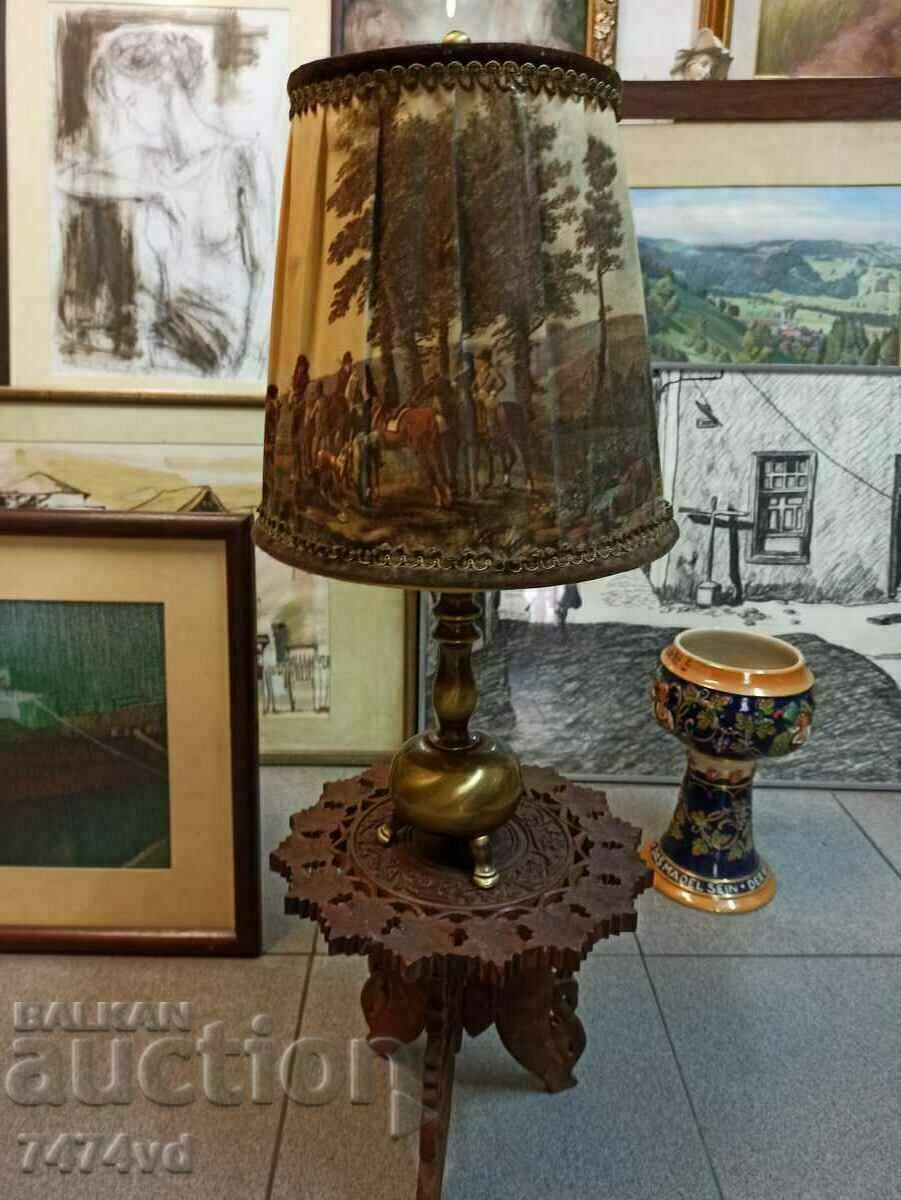 Немска месингова  нощна лампа с ловни сцени