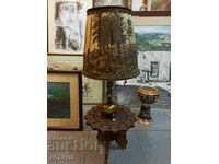 German brass night lamp with hunting scenes