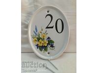Porcelain plate with flowers and number 20