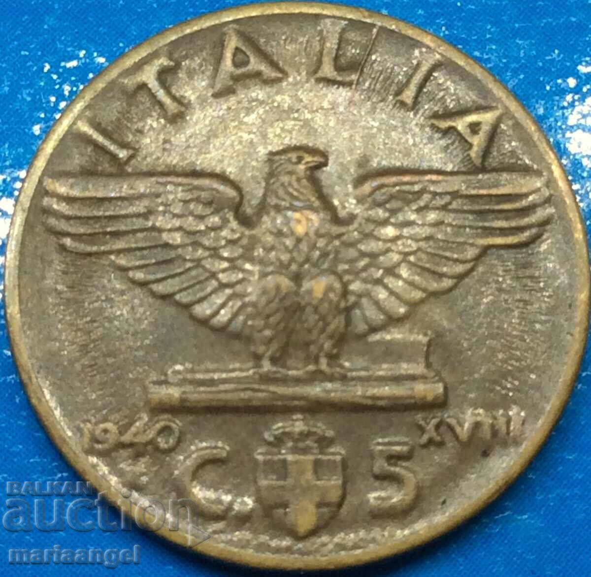 5 centesimi 1940 Italia Vultur alamă