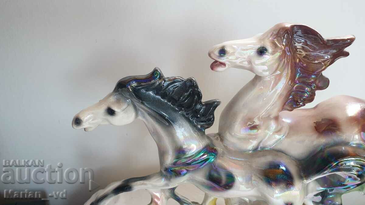 Μεγάλη πορσελάνινη φιγούρα με άλογα Ιταλία - 7 Μεγάλη πορσελάνινη φιγούρα με άλογα Ιταλία - 7