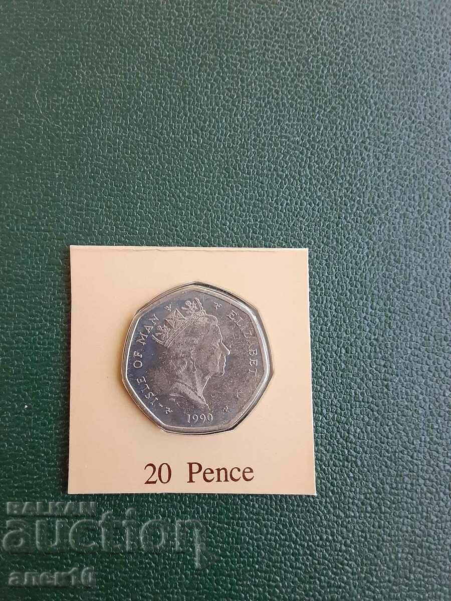 Isle of Man 20 pence 1990
