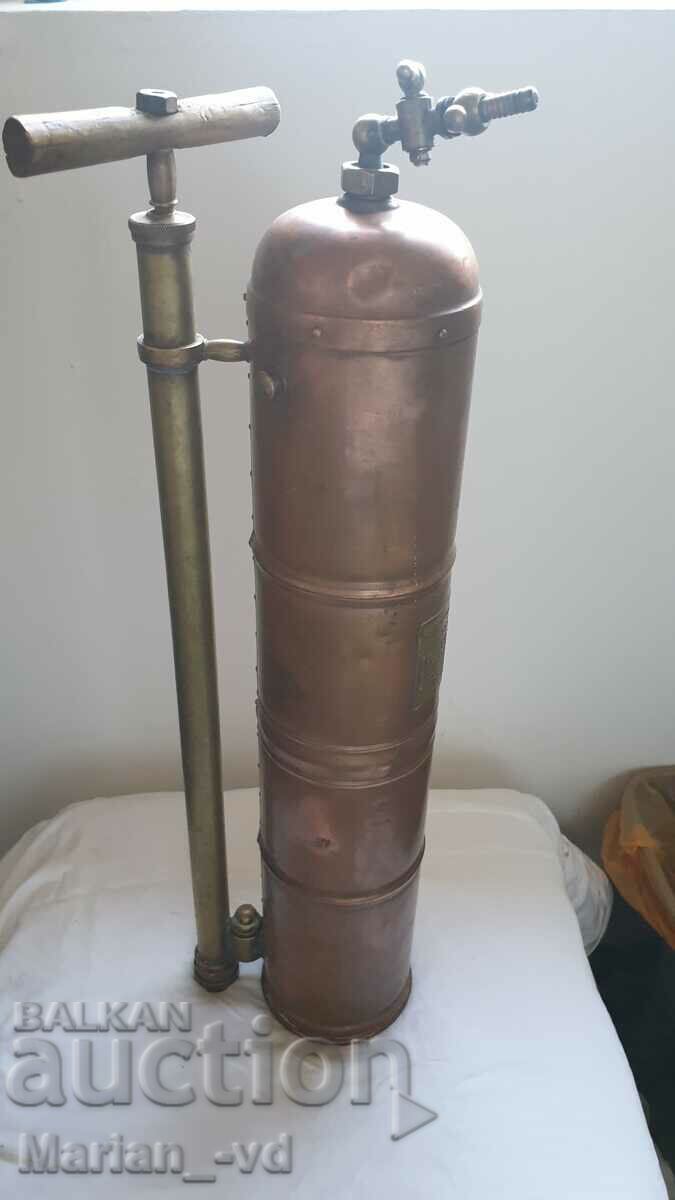 Large Old French Copper Fire Extinguisher