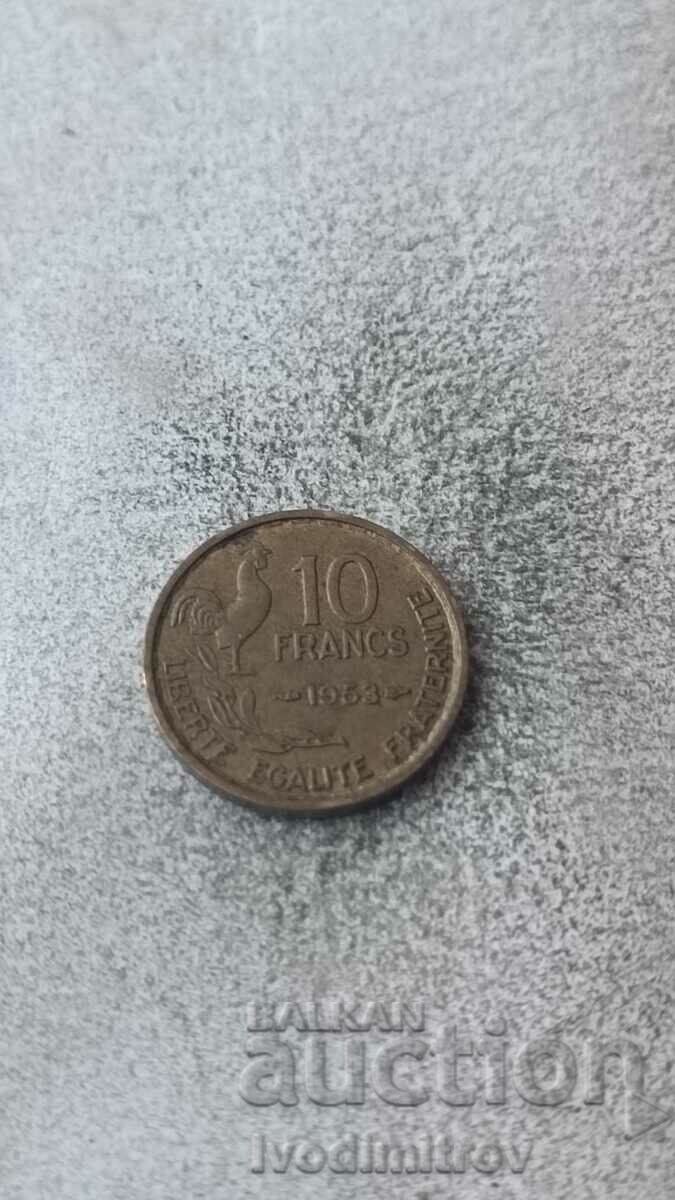 Франция 10 франка 1953