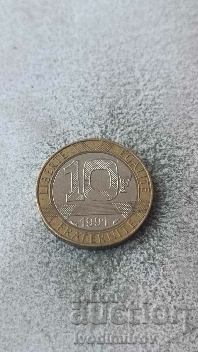 Франция 10 франка 1991