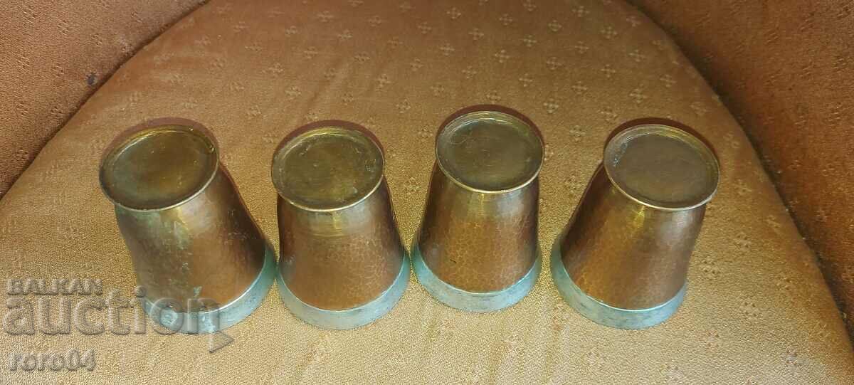 OLD WROUGHT / TILED COPPER CUPS - 5 OLD WROUGHT / TILED COPPER CUPS - 5