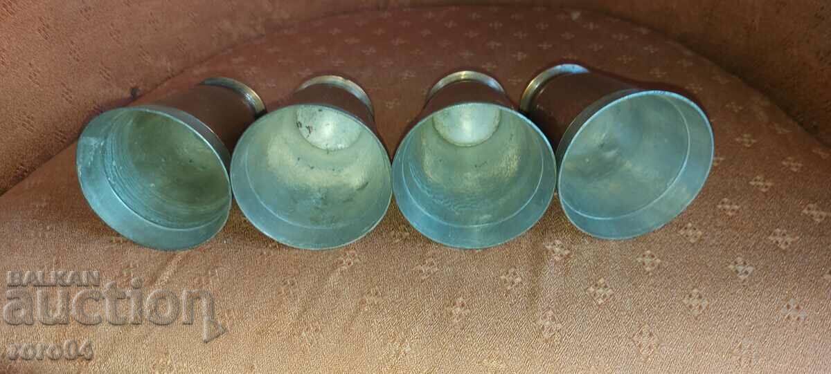 OLD WROUGHT / TILED COPPER CUPS - 6 OLD WROUGHT / TILED COPPER CUPS - 6