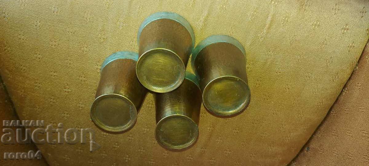 OLD WROUGHT / TILED COPPER CUPS - 7 OLD WROUGHT / TILED COPPER CUPS - 7