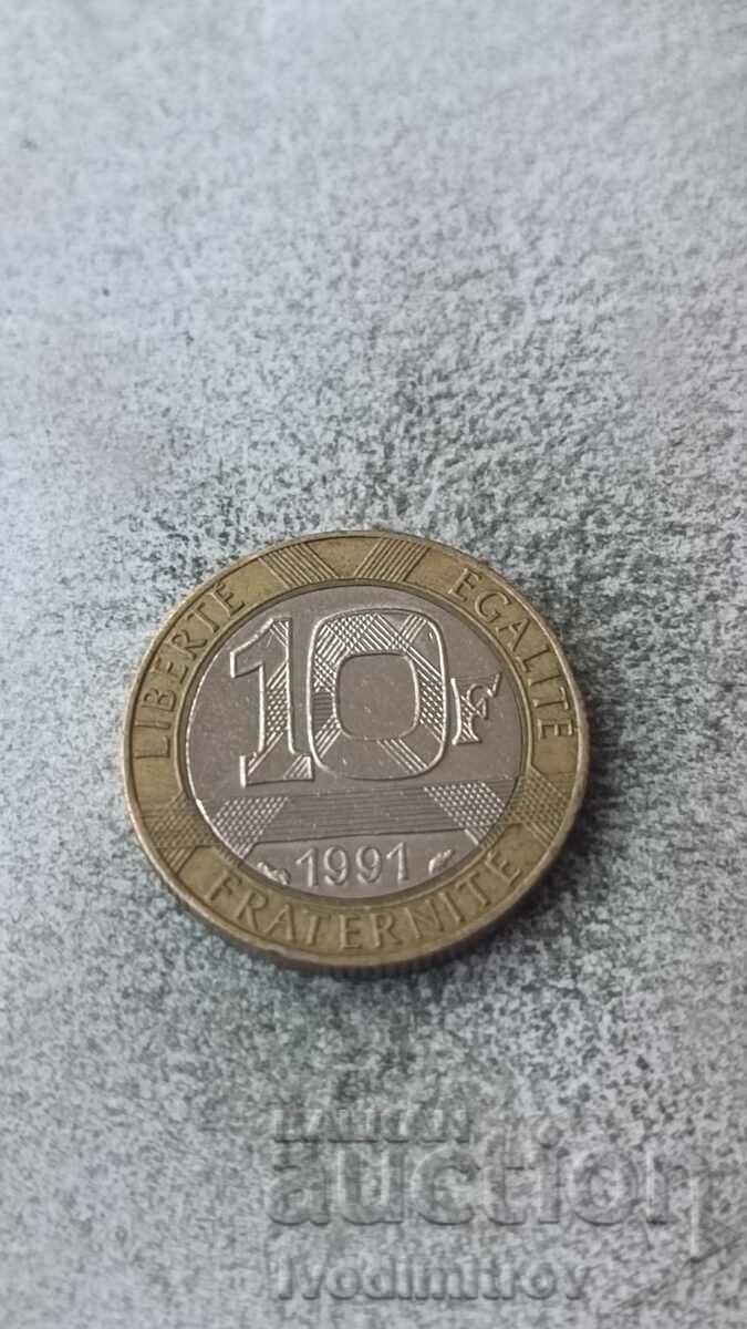 Франция 10 франка 1991
