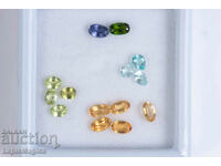 Lot of 14 pieces of citrine, peridot, apatite, iolite, diopside