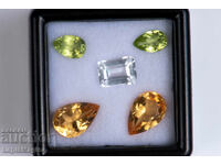 Lot of 5 faceted stones - peridot, citrine, white topaz