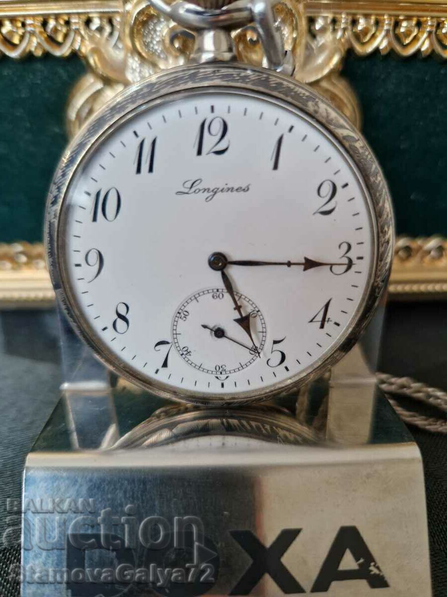 Ασημένιο ελβετικό ρολόι τσέπης Longines με τιμή € 407.50 | 797.00 BGN