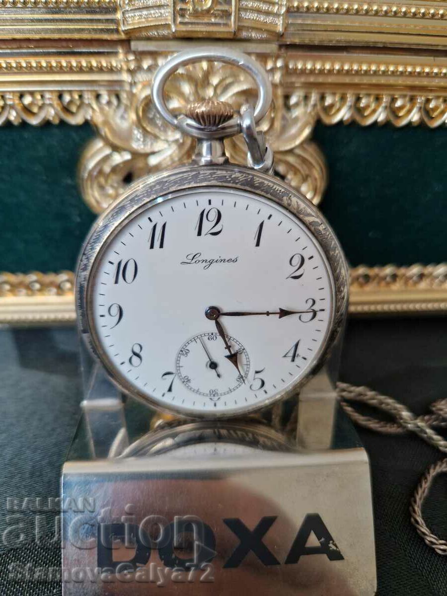 Швейцарски сребърен джобен часовник Longines