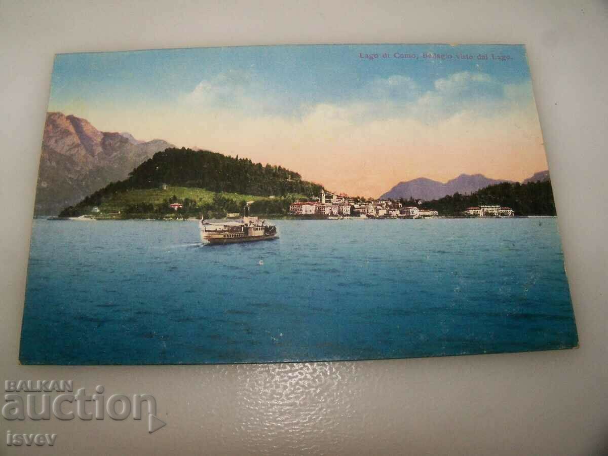 Carte poștală veche Lacul Como în Italia, 1910.