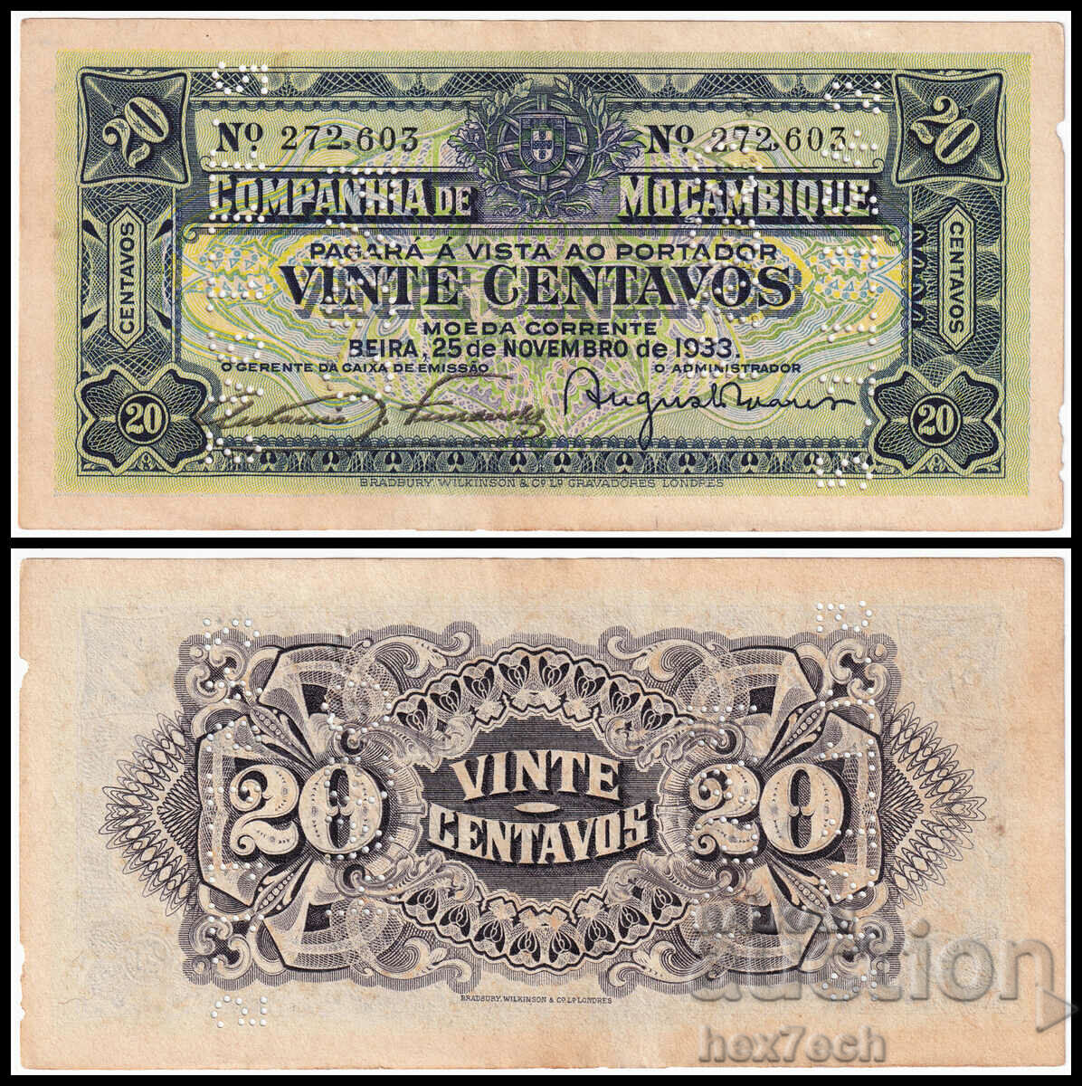 ❤️ ⭐ Mozambic 1933 20 centavos ⭐ ❤️