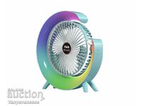 Мини настолен вентилатор с многоцветно осветление, RGB LED,