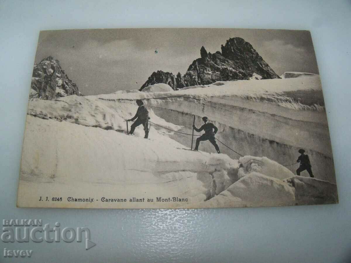 Old postcard, mountaineering, France 1910. print