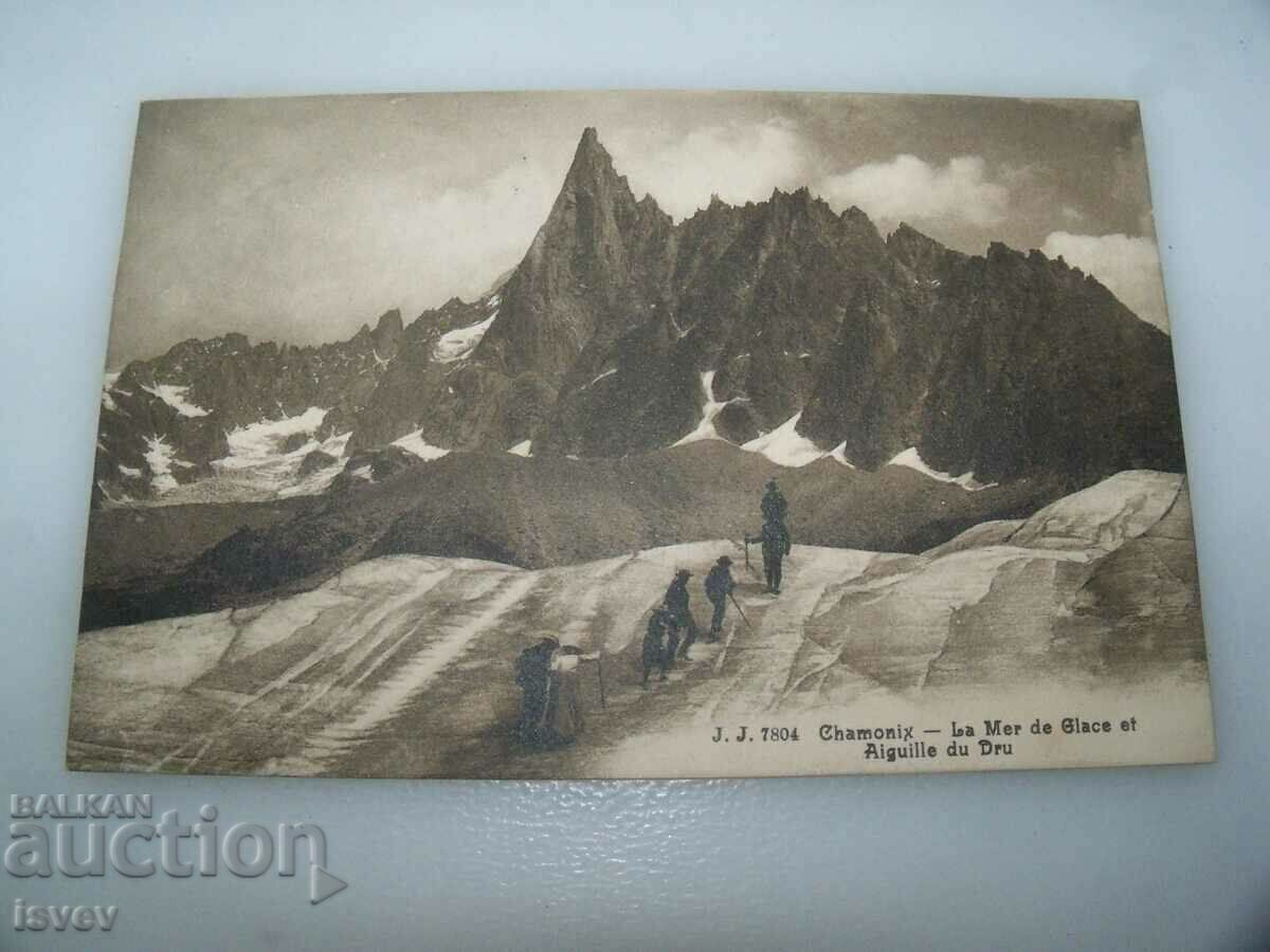 Old postcard, mountaineering, France 1910. print