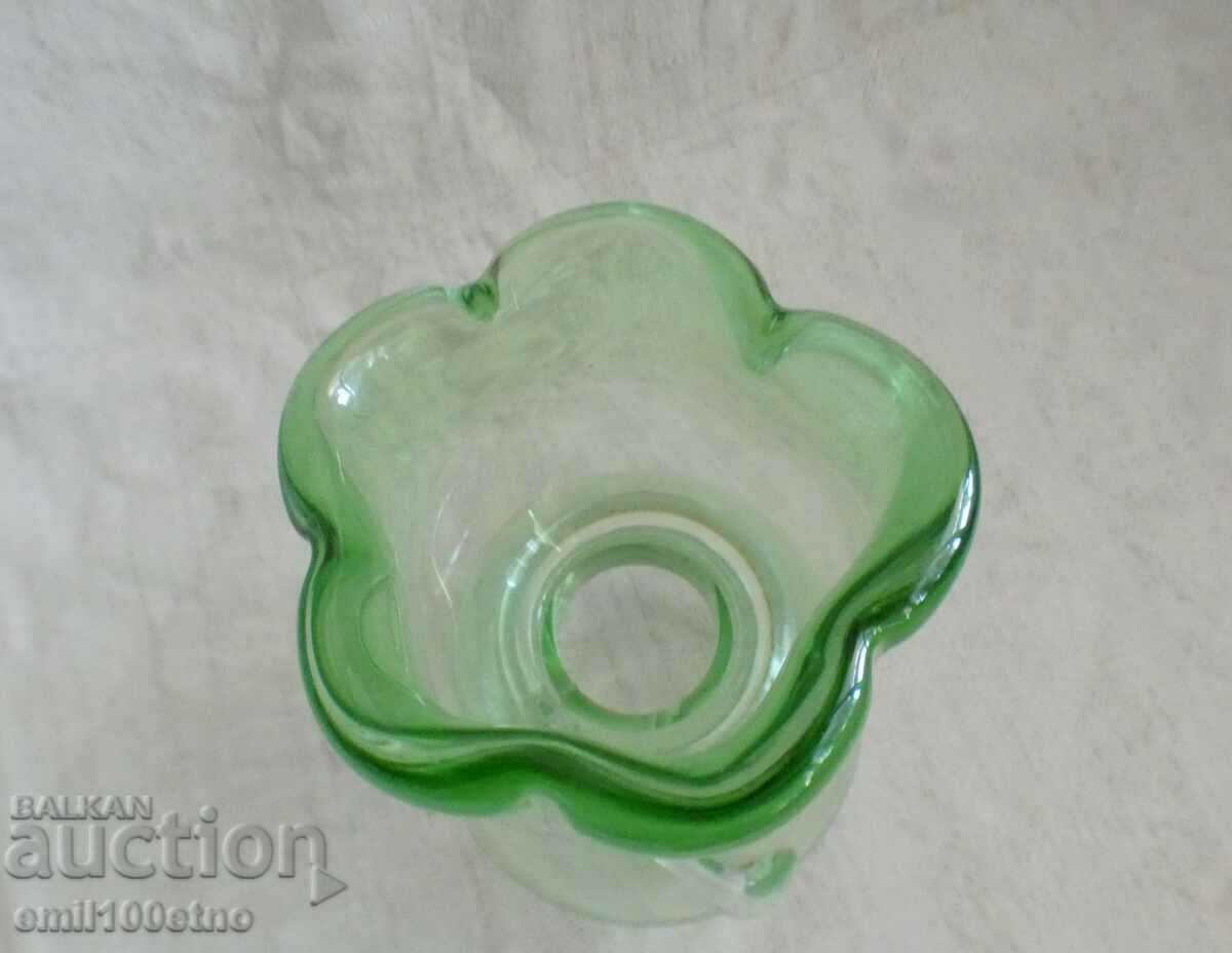 Small vase pale green glass handmade - 5 Small vase pale green glass handmade - 5