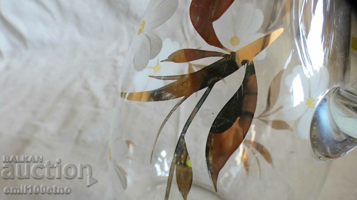 Auction Hand painted glass wine jug Auction Hand painted glass wine jug