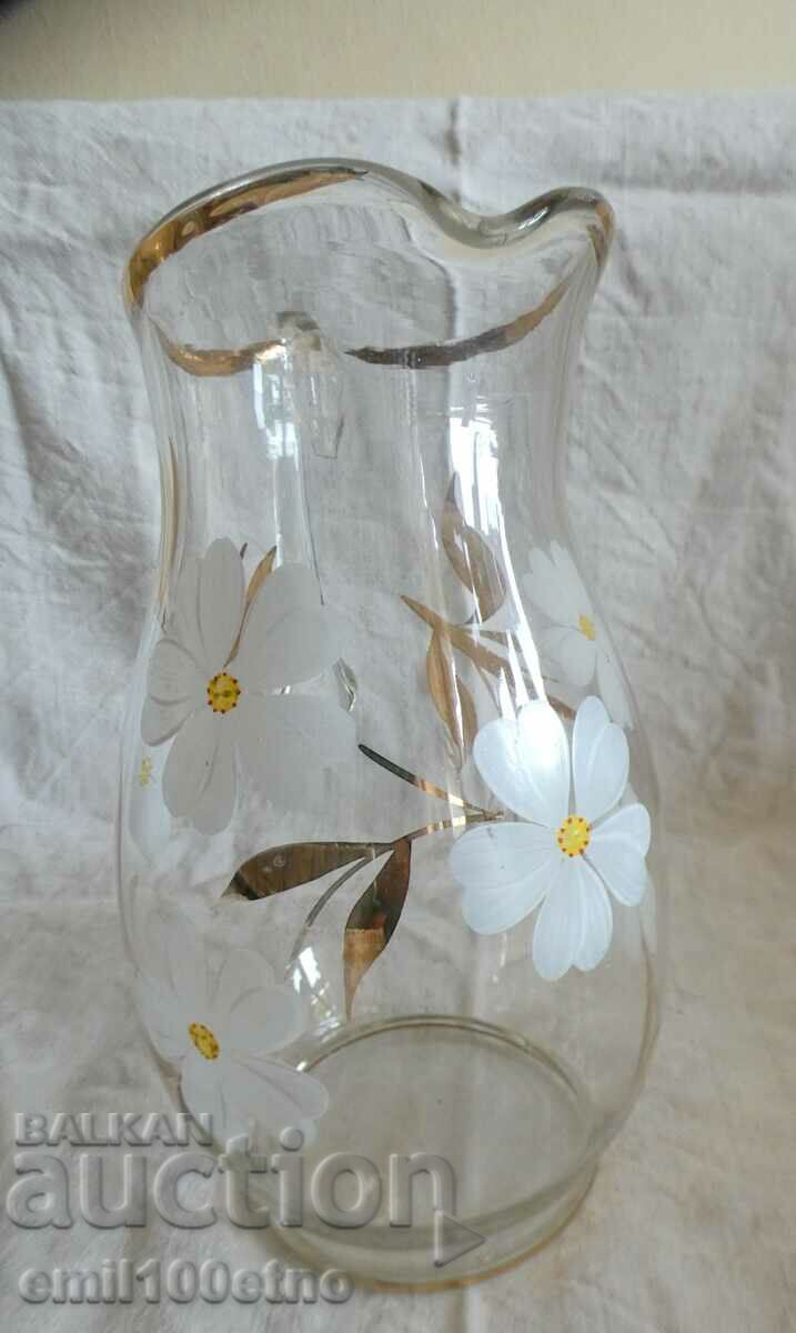 Hand painted glass wine jug - 6 Hand painted glass wine jug - 6