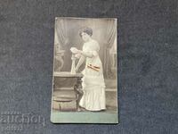 Old photo cardboard DA Karastoyanov 1911 noble lady