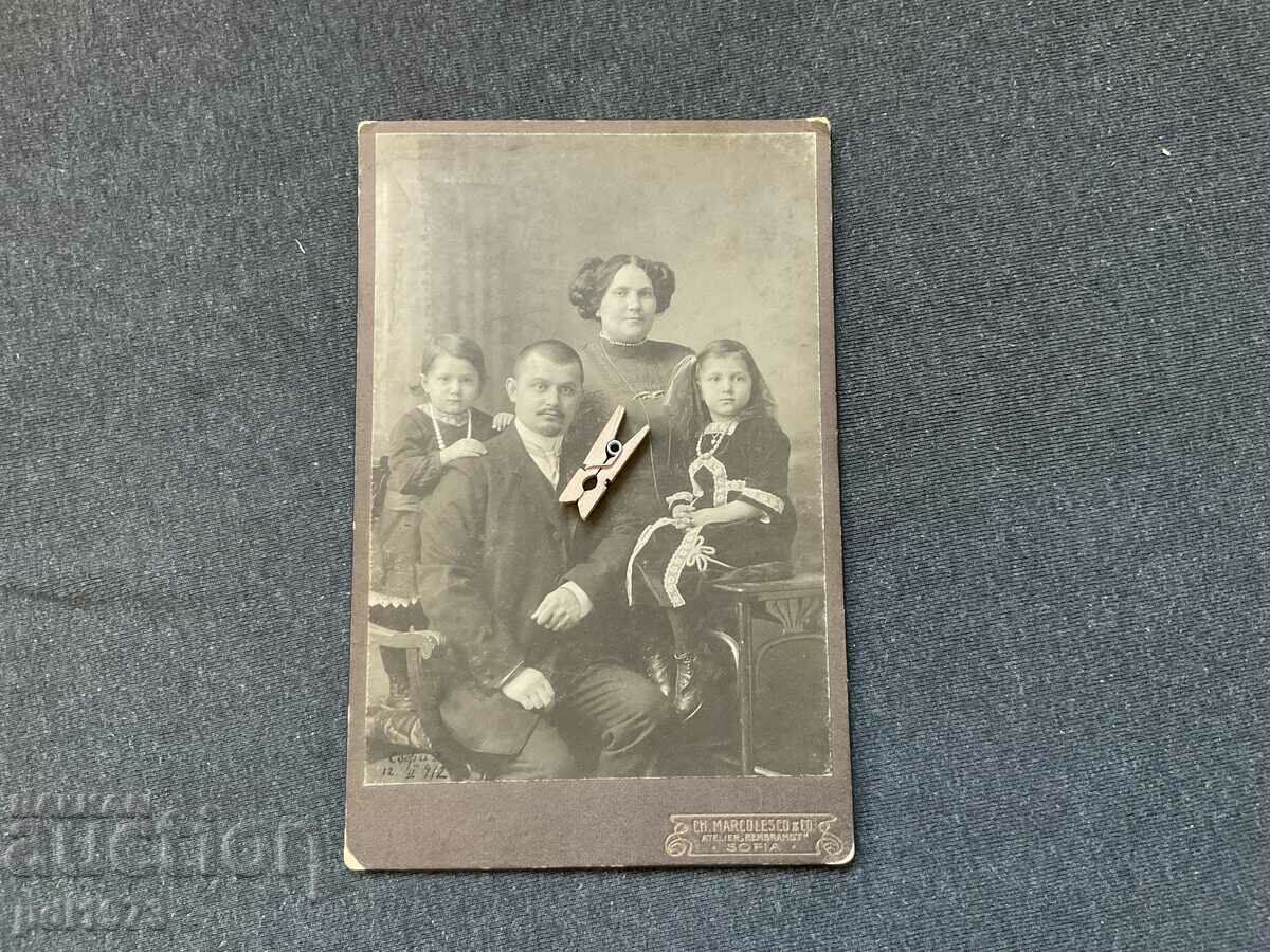 Стара снимка картон Марколеско София 1912 семейство