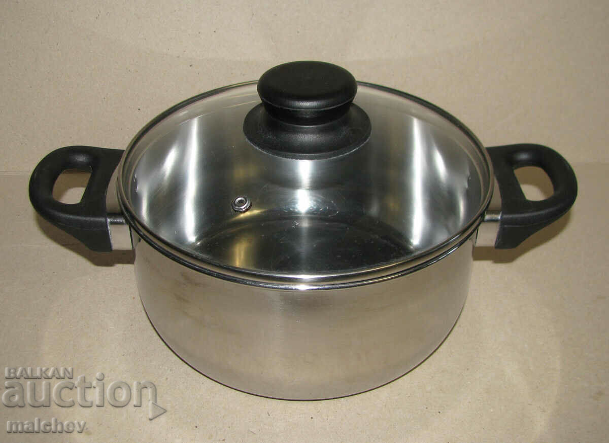 Pot 21 cm stainless plastic handles preserved