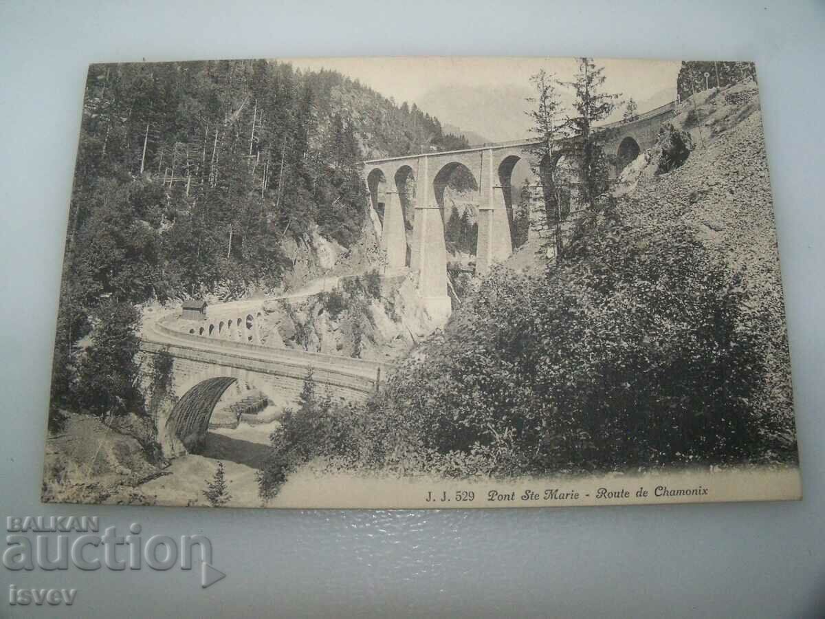 Стара пощенска картичка път в Алпите 1910г.
