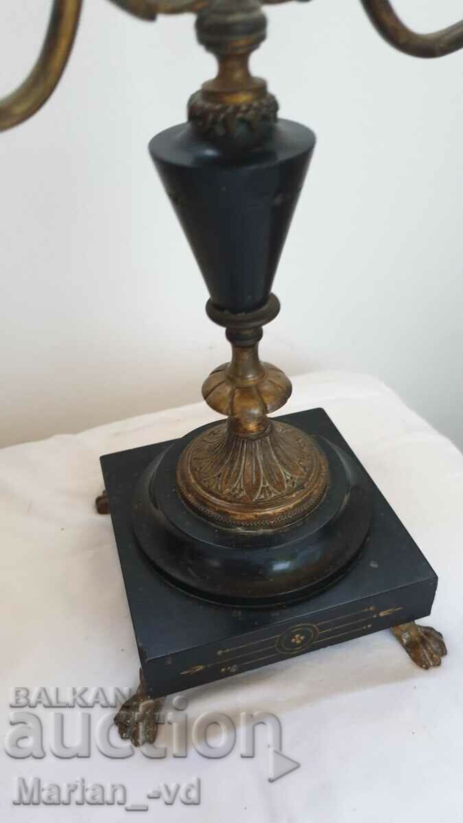 Auction Two bronze and onyx candlesticks Auction Two bronze and onyx candlesticks