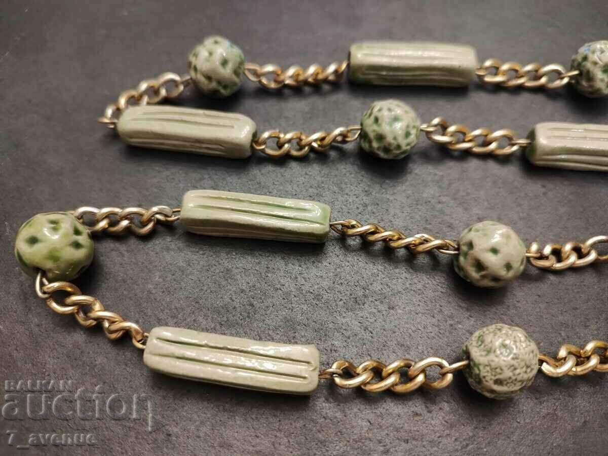 Necklace, necklace, old jewelry, ceramic and metal, 14.07.24 with price 44.00 BGN | € 22.50 Necklace, necklace, old jewelry, ceramic and metal, 14.07.24 with price 44.00 BGN | € 22.50