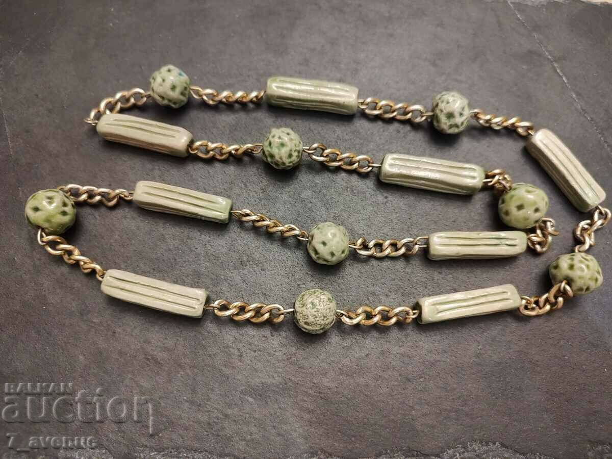 Necklace, necklace, old jewelry, ceramic and metal, 14.07.24 Necklace, necklace, old jewelry, ceramic and metal, 14.07.24
