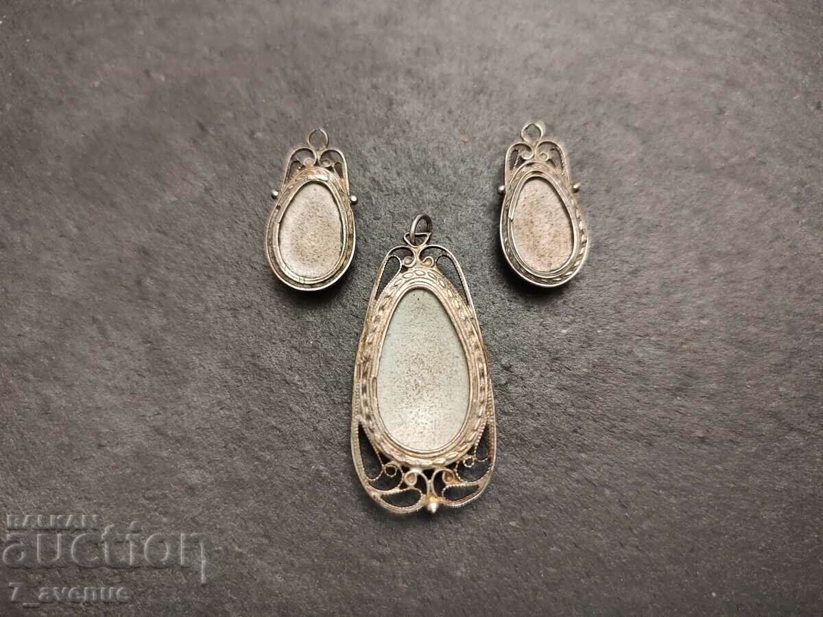 Earrings and locket, finift, original from another time 07/11/2024 with price 150.00 BGN | € 76.69