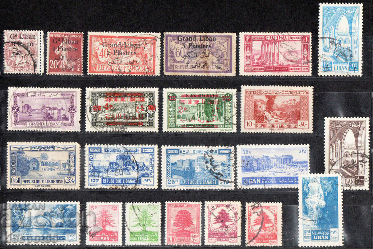 1924-55. Liban. Multe timbre poștale vechi din epocă.