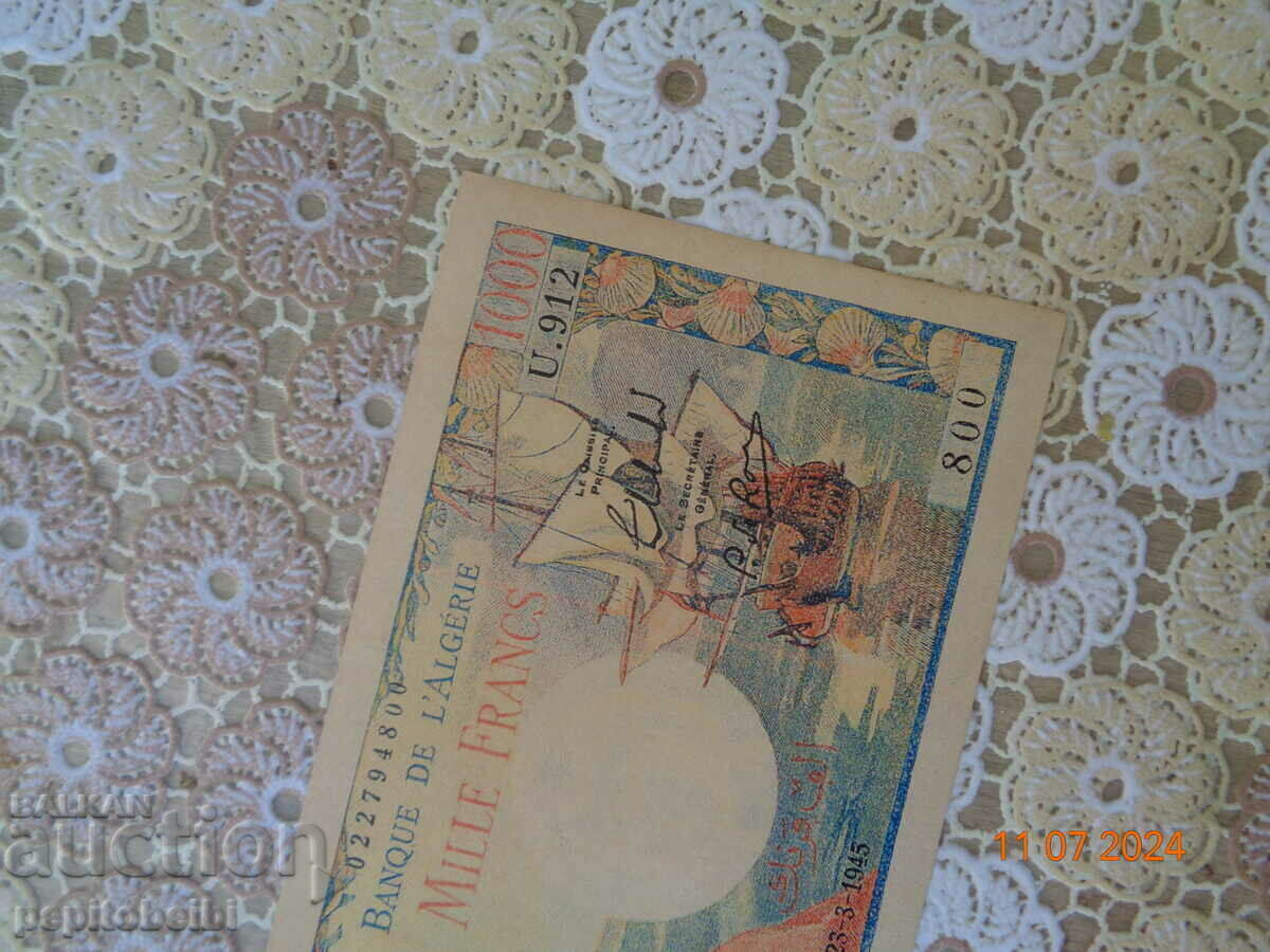 Algeria quite rare 1000 -1945..- banknotes Copy with price 8.00 BGN | € 4.09 Algeria quite rare 1000 -1945..- banknotes Copy with price 8.00 BGN | € 4.09