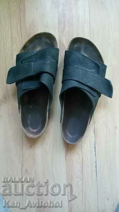Birkenstock 45 46 черни мъжки сандали чехли пантофи кожа