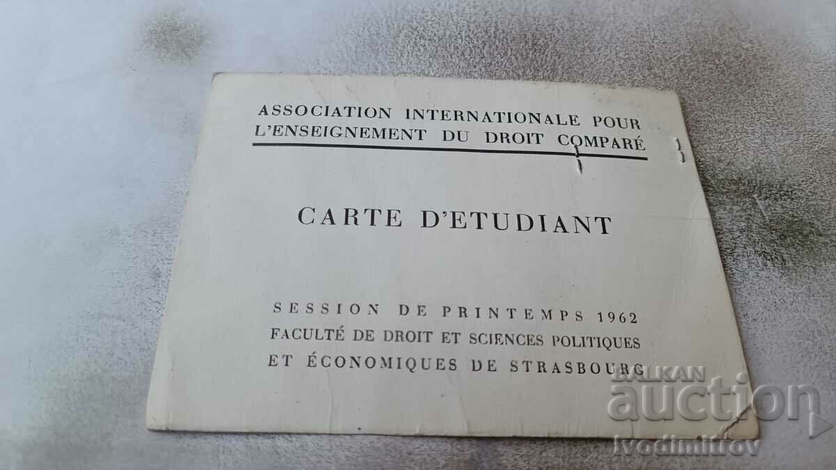 Carte D'Etudiant Strasbourg 1962 cu preț 3.45 BGN | € 1.76 Carte D'Etudiant Strasbourg 1962 cu preț 3.45 BGN | € 1.76