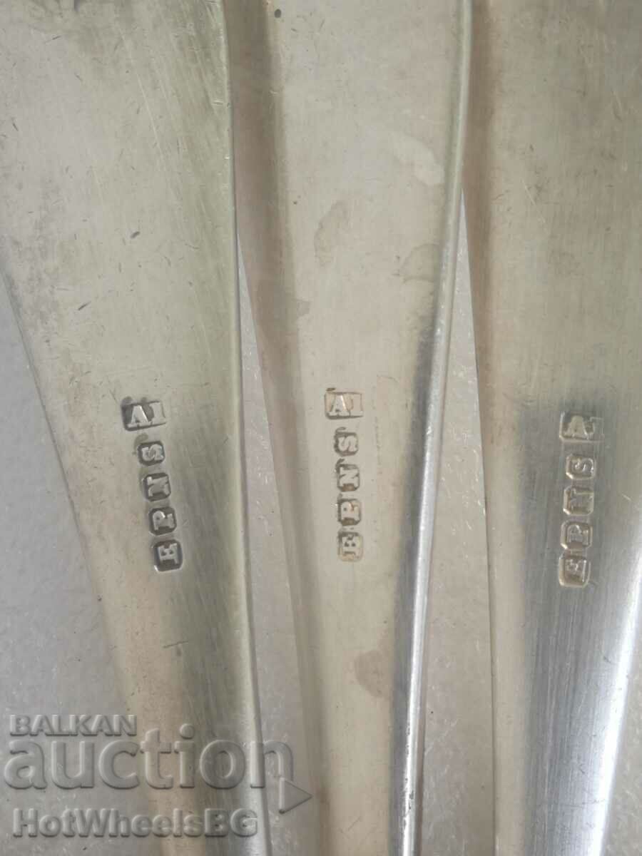 Old large silver-plated spoons - with markings - 5 Old large silver-plated spoons - with markings - 5