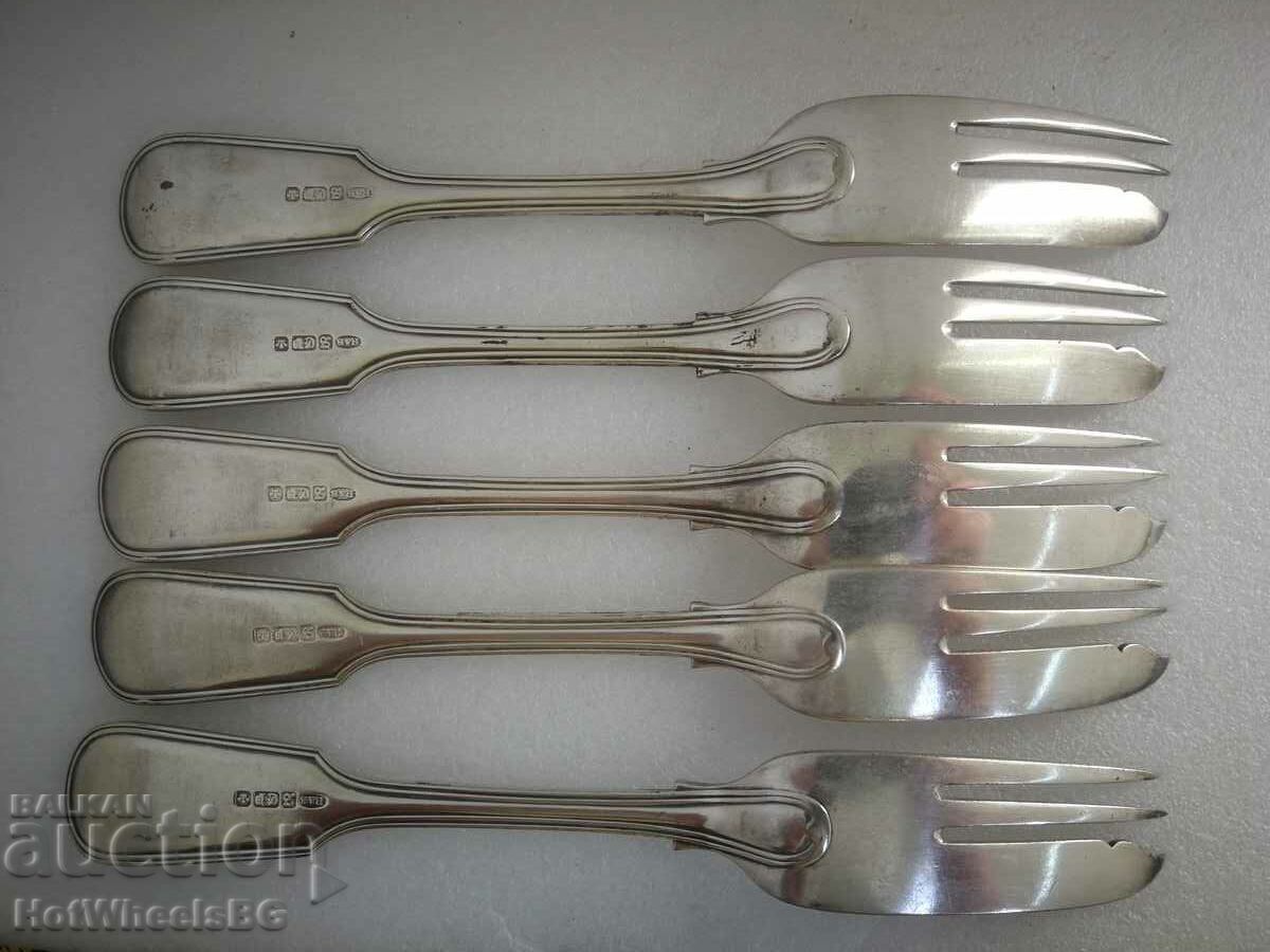 Παλιά μεγάλα ασημένια πιρούνια - μονογράμματα και σήμανση με τιμή 25.00 BGN | € 12.78