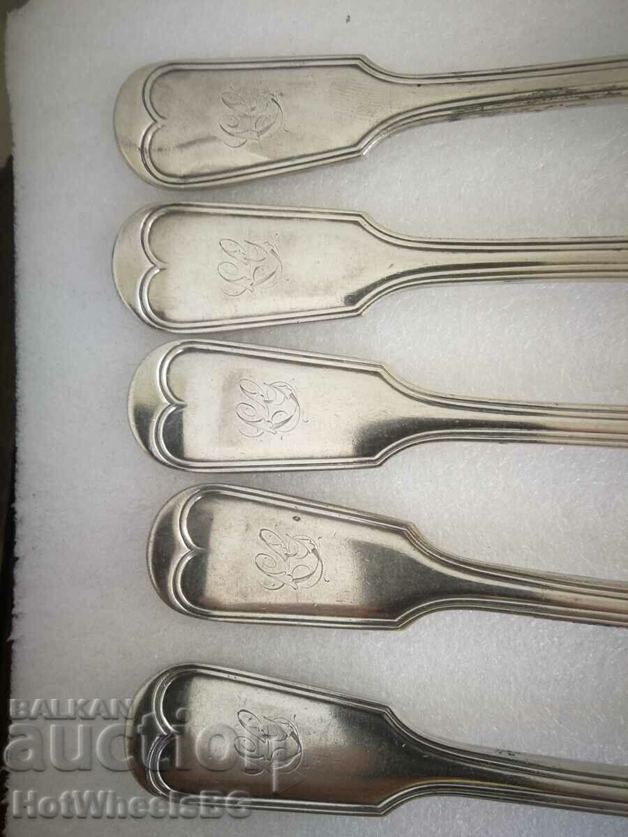 Δημοπρασία Παλιά μεγάλα ασημένια πιρούνια - μονογράμματα και σήμανση