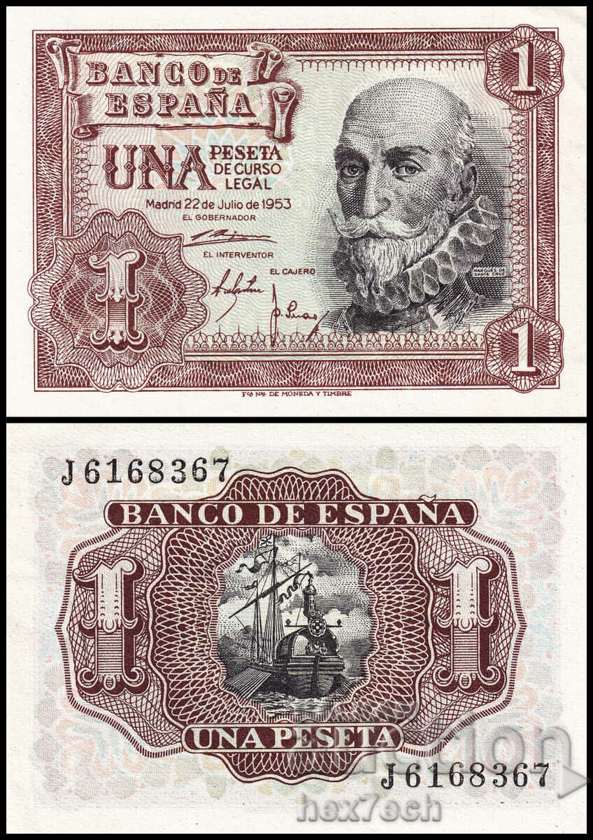 ❤️ ⭐ Spain 1953 1 peseta UNC new ⭐ ❤️