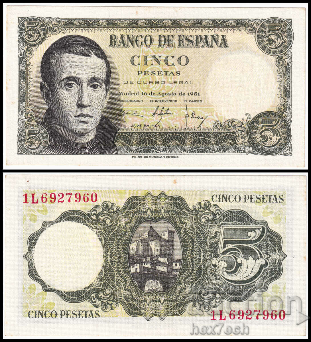 ❤️ ⭐ Spain 1951 5 pesetas ⭐ ❤️