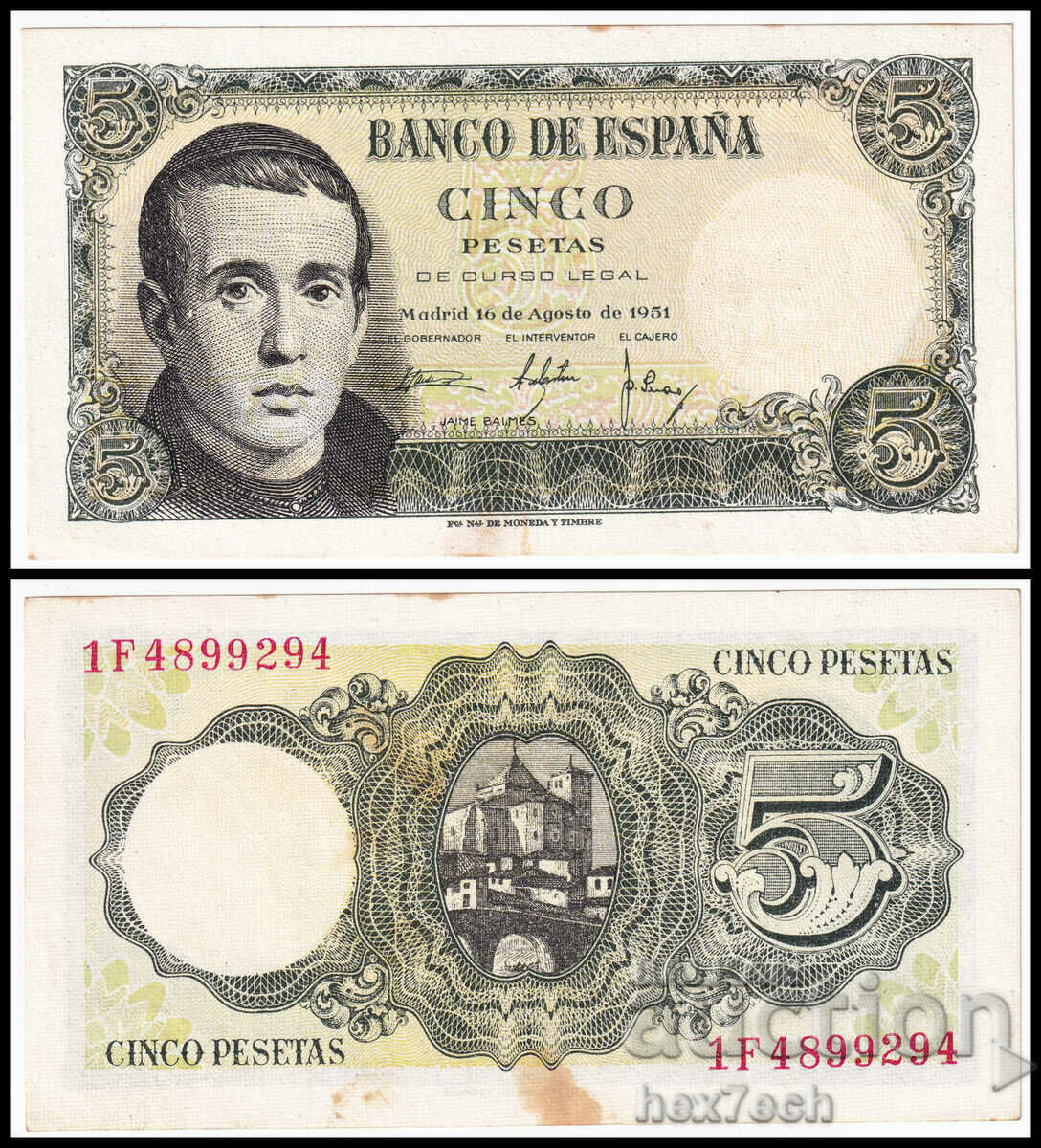 ❤️ ⭐ Spania 1951 5 pesetas ⭐ ❤️