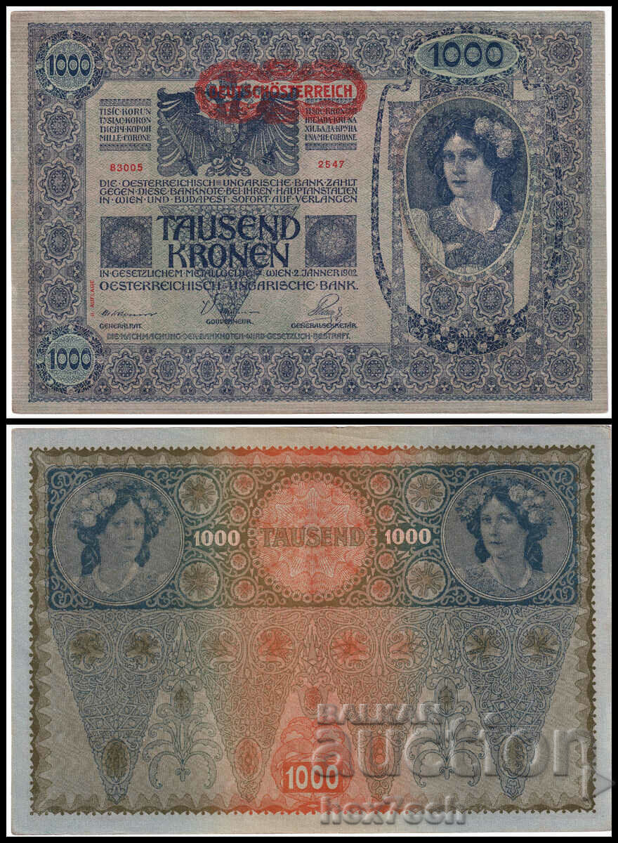 ❤️ ⭐ Austria 1919 1000 kroner ⭐ ❤️