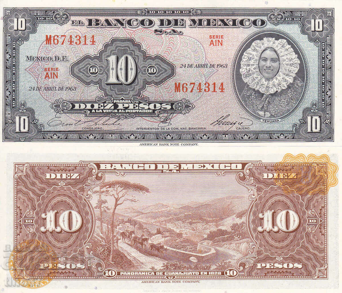 tino37- MEXICO - 10 PESOS - 1963 - UNC
