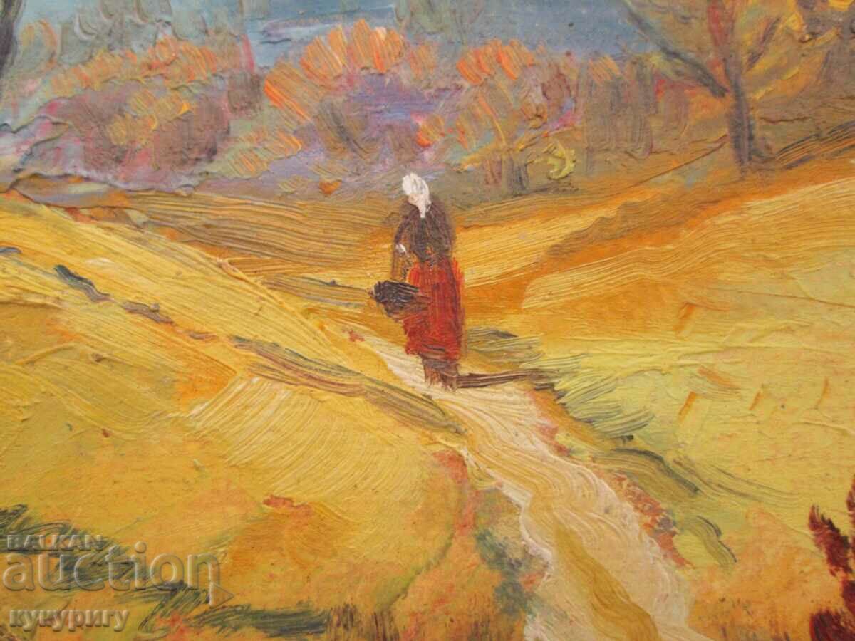 Auction Old picture landscape painting oil on paper signed Auction Old picture landscape painting oil on paper signed