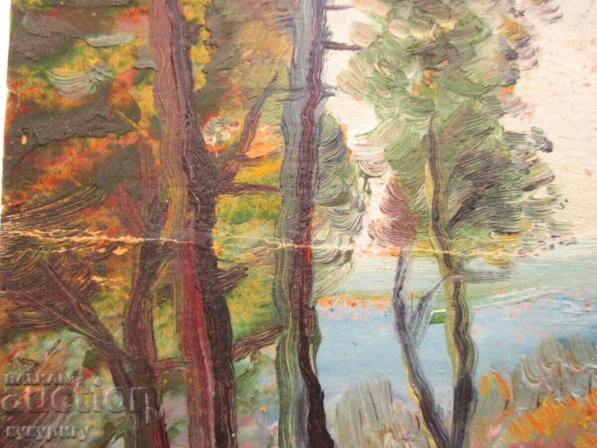 Delivery of Old picture landscape painting oil on paper signed Delivery of Old picture landscape painting oil on paper signed