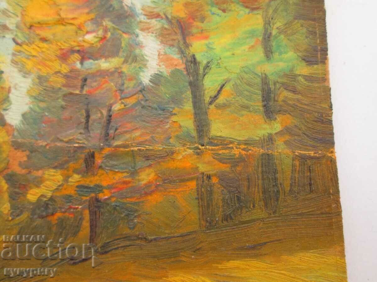 Old picture landscape painting oil on paper signed - 5 Old picture landscape painting oil on paper signed - 5