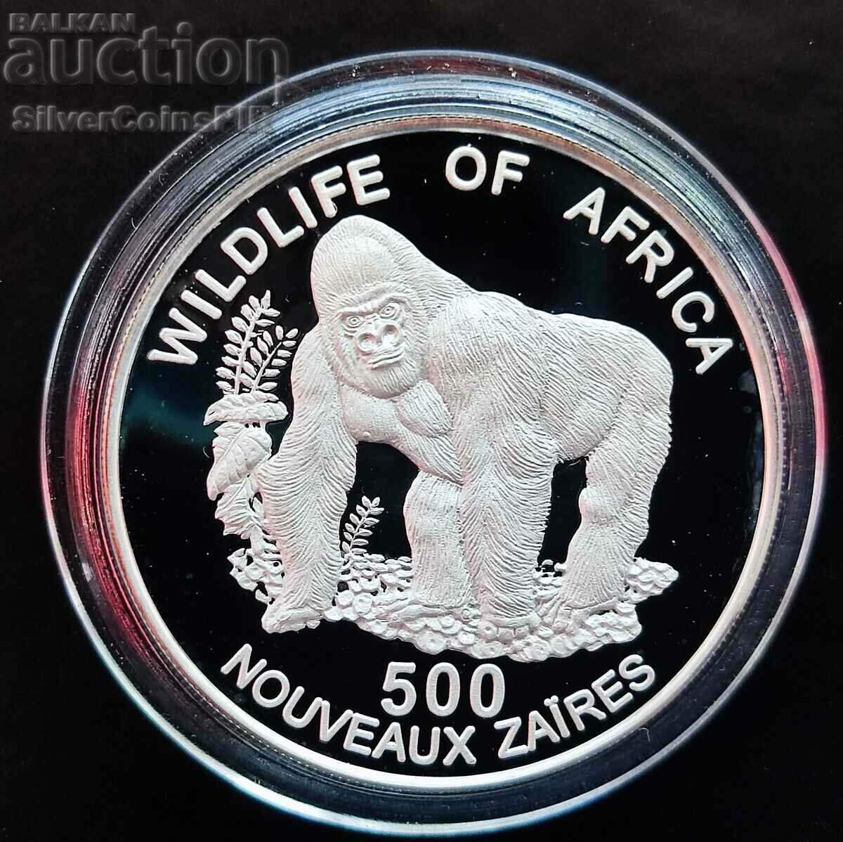 Сребро 500 Заира Горила 1996 Заир