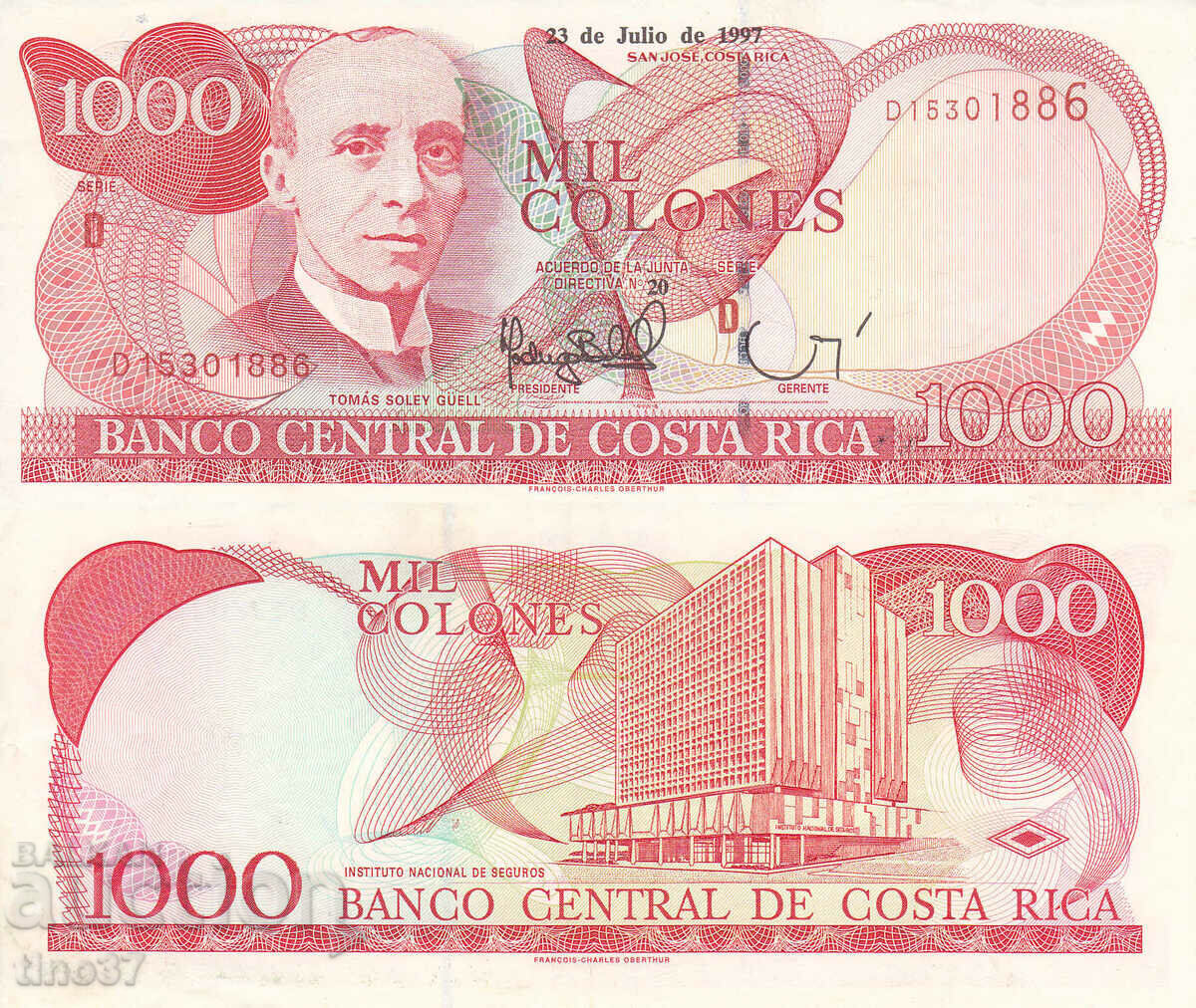 tino37- COSTA RICA - 1000 COLONES - 1997 - XF